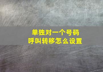 单独对一个号码呼叫转移怎么设置