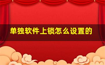 单独软件上锁怎么设置的