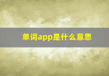 单词app是什么意思