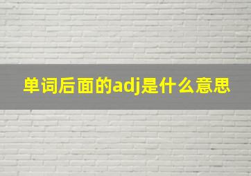 单词后面的adj是什么意思