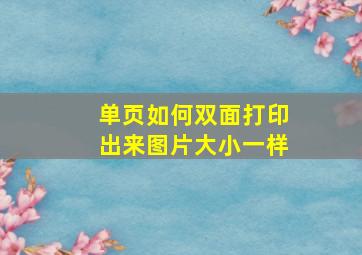 单页如何双面打印出来图片大小一样