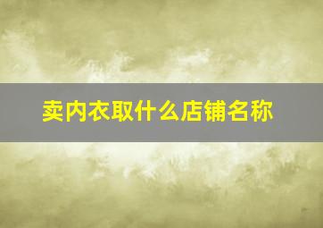 卖内衣取什么店铺名称