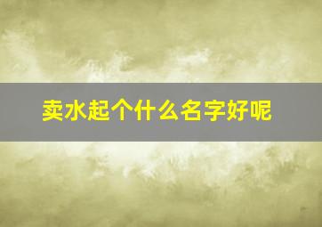 卖水起个什么名字好呢