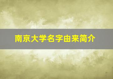 南京大学名字由来简介