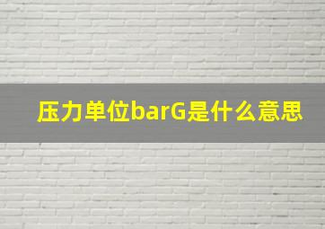 压力单位barG是什么意思