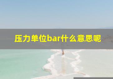 压力单位bar什么意思呢