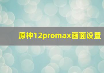 原神12promax画面设置