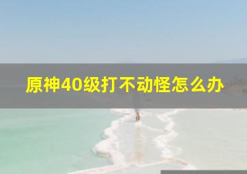 原神40级打不动怪怎么办