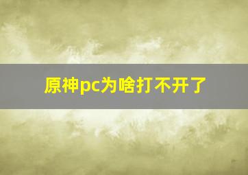 原神pc为啥打不开了