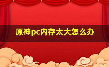 原神pc内存太大怎么办