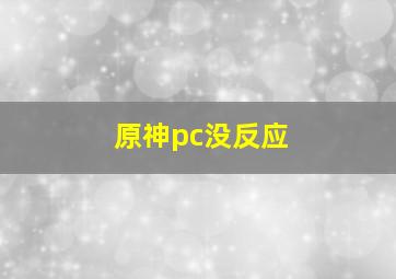 原神pc没反应