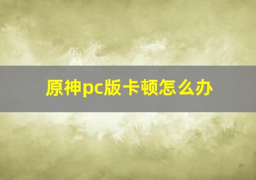 原神pc版卡顿怎么办