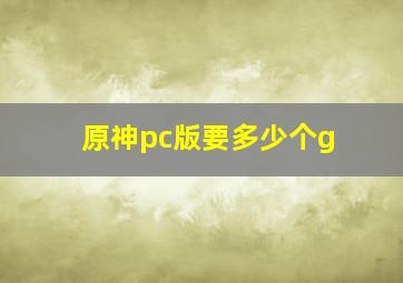 原神pc版要多少个g