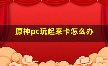 原神pc玩起来卡怎么办