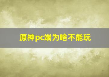 原神pc端为啥不能玩