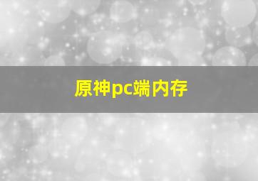 原神pc端内存