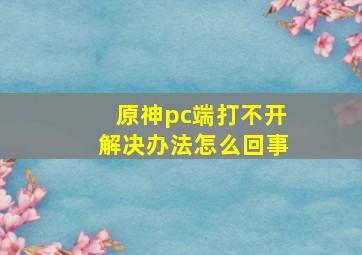 原神pc端打不开解决办法怎么回事