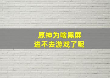 原神为啥黑屏进不去游戏了呢