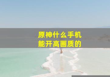 原神什么手机能开高画质的