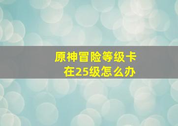 原神冒险等级卡在25级怎么办