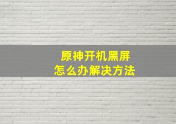 原神开机黑屏怎么办解决方法