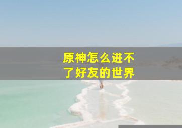 原神怎么进不了好友的世界