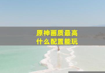 原神画质最高什么配置能玩