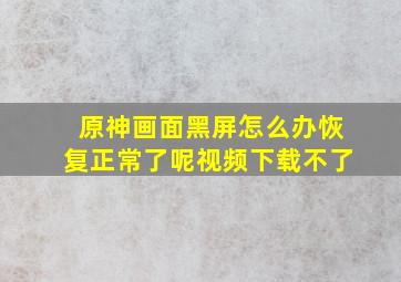 原神画面黑屏怎么办恢复正常了呢视频下载不了