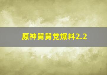 原神舅舅党爆料2.2