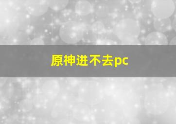 原神进不去pc