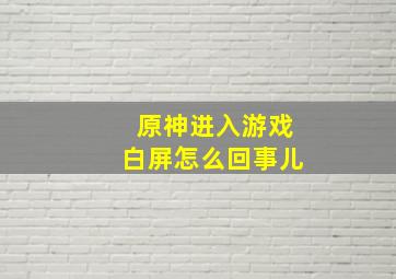 原神进入游戏白屏怎么回事儿