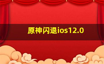 原神闪退ios12.0