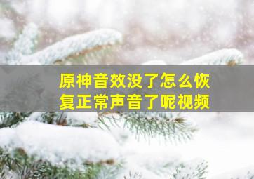 原神音效没了怎么恢复正常声音了呢视频