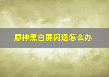 原神黑白屏闪退怎么办