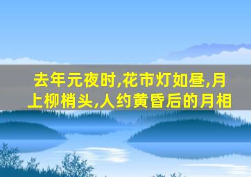 去年元夜时,花市灯如昼,月上柳梢头,人约黄昏后的月相