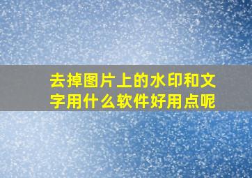 去掉图片上的水印和文字用什么软件好用点呢