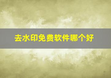 去水印免费软件哪个好