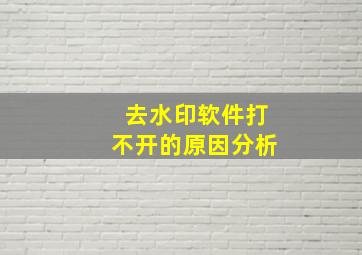 去水印软件打不开的原因分析