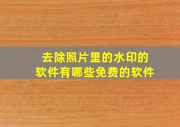 去除照片里的水印的软件有哪些免费的软件