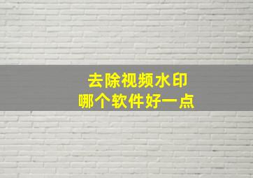 去除视频水印哪个软件好一点