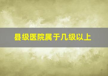 县级医院属于几级以上