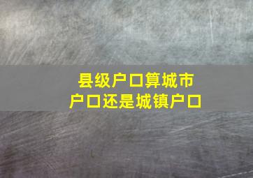 县级户口算城市户口还是城镇户口