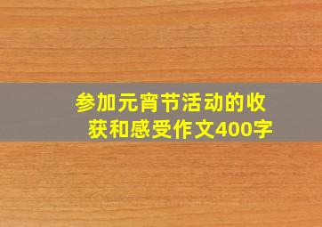 参加元宵节活动的收获和感受作文400字