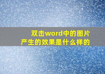 双击word中的图片产生的效果是什么样的