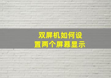 双屏机如何设置两个屏幕显示