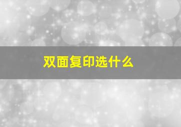 双面复印选什么