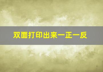 双面打印出来一正一反