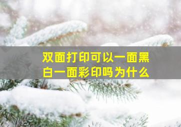 双面打印可以一面黑白一面彩印吗为什么