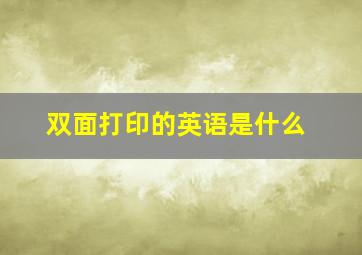 双面打印的英语是什么