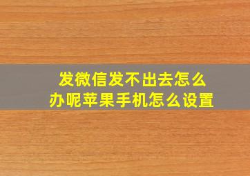 发微信发不出去怎么办呢苹果手机怎么设置